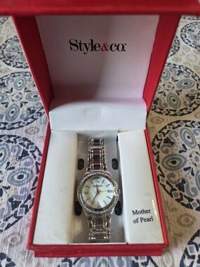 Style & Co. Women's Silver Mother of Pearl Watch